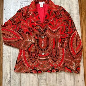 Isaac Mizrahi Red Paisley Blazer corduroy size Small lined